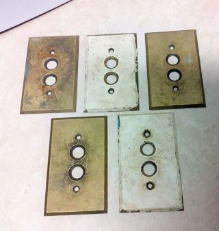 5 Reclaimed Vintage Brass Single Gang Push Button Wall Light Switch Plate Covers