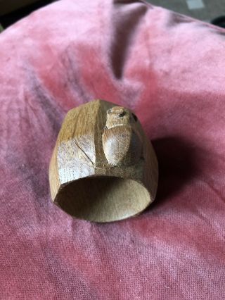 Robert Thompson Mouseman Rabbitman Carved Oak Napkin Ring 3