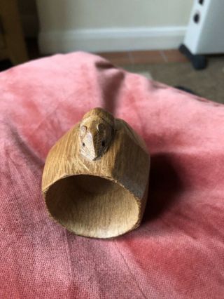 Robert Thompson Mouseman Rabbitman Carved Oak Napkin Ring 4
