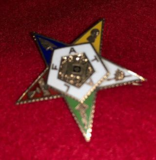 Order Of The Eastern Star 10k Gold Enamel Fatal Antique Pin