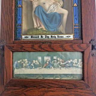 Antique Catholic Last Rite Wall Box PIETA VIATICUM FRENCH CRUCIFIX Altered Art 3