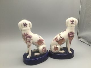 Antique STAFFORDSHIRE DOGS Pair Pink Luster RARE 4