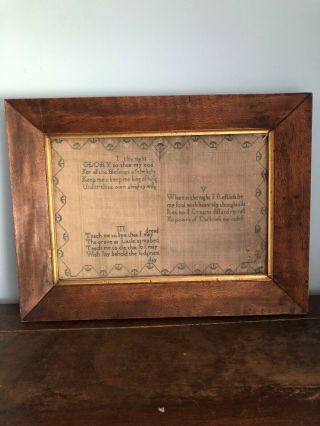 Antique Needlework Sampler " Dated 1802 " Frame