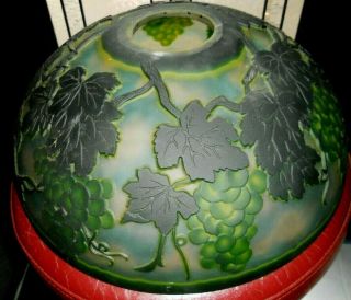 Art Nouveau Galle Style Glass Lamp Shade Carved Cameo Large 15 - 5/8 "