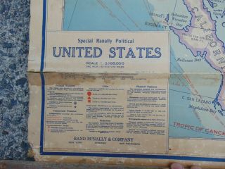 c.  1920 ANTIQUE RAND McNALLY SCHOOL MAP of the UNITED STATES 64 x 41 inches. 6