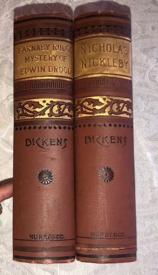 Antique Dickens Barnaby Rudge Edwin Drood Nicholas Nickleby Hurst Co Books