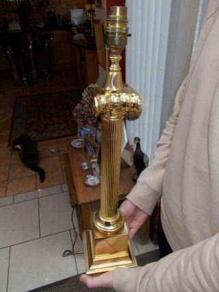 Vintage Brass Corinthian Column Lamp Base Lovely (2 Available)
