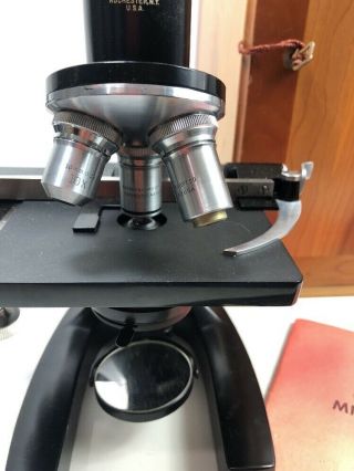 Antique Bausch & Lomb microscope,  1951,  USA Made,  Wood Case and Key 2