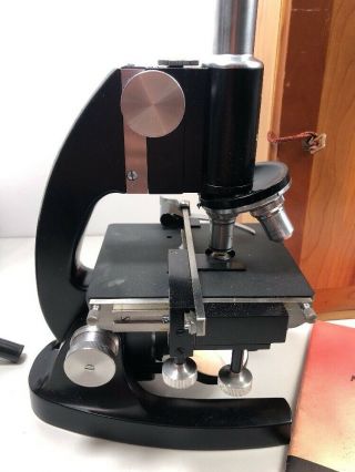 Antique Bausch & Lomb microscope,  1951,  USA Made,  Wood Case and Key 4