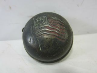 Antique Wind Up Bicycle Bell W/american Flag Motif