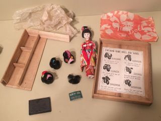 Vintage Antique Katsuraningyo Asian Japanese Geisha Doll With Wigs Nishi Japan