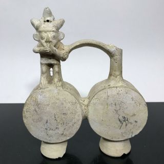 Vtg Pre - Columbian ? Clay Art Pottery Artifact Water Vessel Jug Vase Sculpture