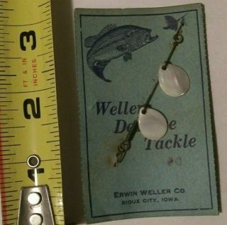 Vintage Erwin Weller Card Mother Of Pearl Abalone Fishing Lure Fly Spinner Blade