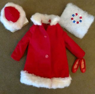 Vintage Barbie Skipper 8613 Red & White Fur Coat & Hat