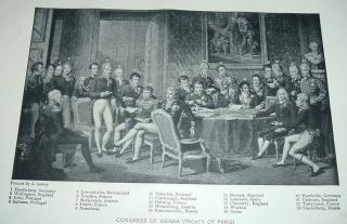 1902 Antique Print Congress Of Vienna Treaty Of Paris 23 Men From Isabey