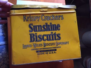 Antique Krispy Crackers Sunshine Biscuits Tin Loose - Wiles Biscuit Co