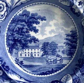 Antique Pottery Pearlware Blue Transfer soup plate British views St Woolstons 2