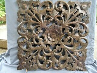 Large 19th / 20th Century Wooden Carved And Pierced Panel