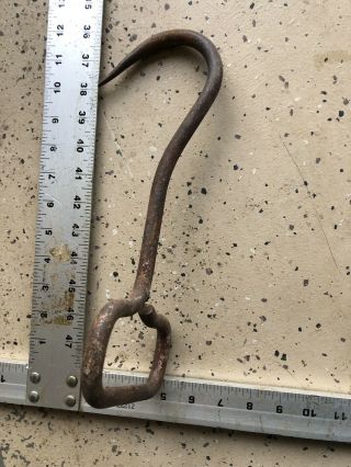 Vintage Antique Hand Forged Iron Hay Bale Meat Hook Farm Tool