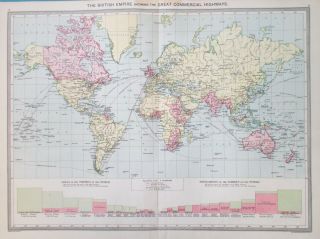 Map Of British Empire & World.  1905.  Africa.  Europe.  Usa.  Australia.