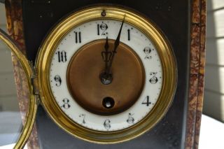 ANTIQUE PETITE FRENCH / JAPY FRERES ? BLACK SLATE MARBLE MANTLE CLOCK 6