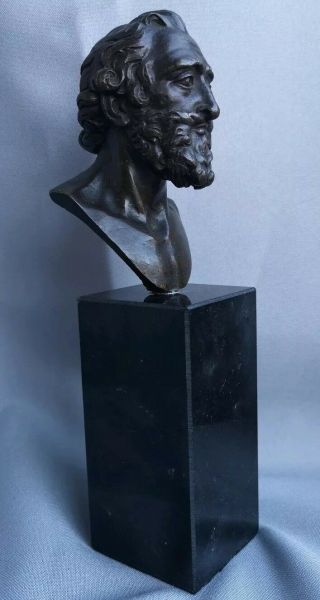 Antique Early Sculpted Bronze Bust of King Henry iv of France on marble Plinth 2