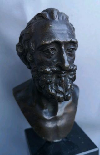 Antique Early Sculpted Bronze Bust of King Henry iv of France on marble Plinth 3