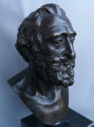 Antique Early Sculpted Bronze Bust of King Henry iv of France on marble Plinth 5