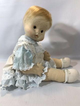 Large Vintage Felt Baby Doll W Blonde Hair Unmarked Artist Doll 21 " L