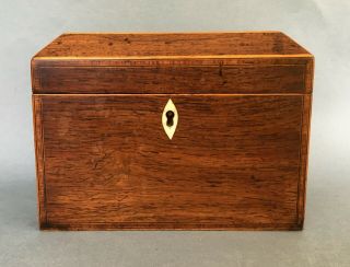 Attractive Antique Wooden Tea Caddy Two Compartments Victorian Georgian