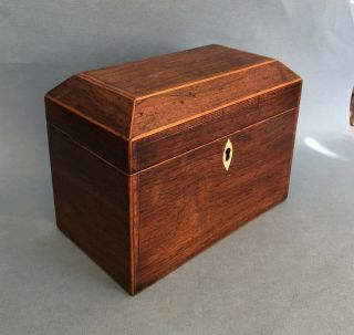 Attractive ANTIQUE WOODEN TEA CADDY two compartments Victorian Georgian 2