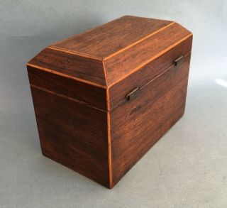 Attractive ANTIQUE WOODEN TEA CADDY two compartments Victorian Georgian 3