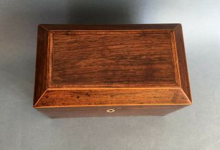 Attractive ANTIQUE WOODEN TEA CADDY two compartments Victorian Georgian 4