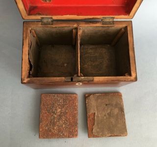 Attractive ANTIQUE WOODEN TEA CADDY two compartments Victorian Georgian 7