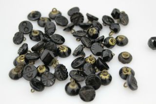 Victorian Black Glass Buttons Edwardian Sewing Haberdashery Antique