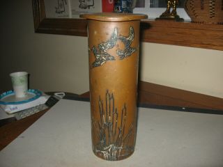 Antique Circa 1910 Heintz Art Bronze & Sterling Silver Arts & Crafts Era Vase