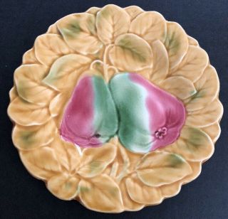 Vintage French Majolica Pears & Leaves Plate Sarreguemines France