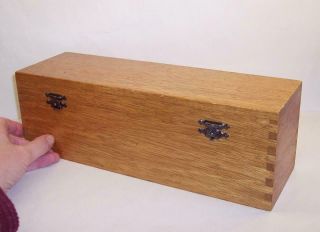 Vintage Solid Oak Wood Wooden Box - 12.  5 " L X 3.  75 " W X 4 " H