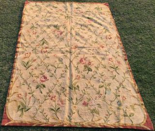 Antique Kashmiri Hand Needle Work Embroidery Rug/tapestry 1040size5.  10x3.  10feet