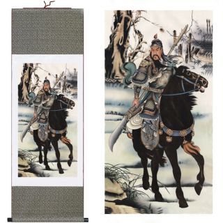 Home Decor Chinese Silk Scroll Painting Guan Yu Ink Painting " 关羽像 " Decoration
