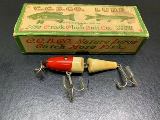 Vintage Creek Chub Jointed Midget Pikie Fishing Lure White And Red