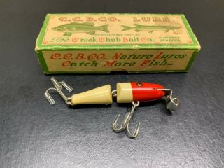 Vintage Creek Chub Jointed Midget Pikie Fishing Lure White and Red 2