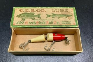 Vintage Creek Chub Jointed Midget Pikie Fishing Lure White and Red 3