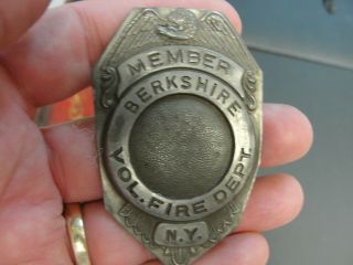 Antique Obsolete Berkshire Ny Vol Fire Department Dept Badge W/o Pin