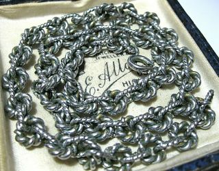 Vintage Antique Art Deco Jakob Bengel Chrome Rope Link 17.  75 " Chain Necklace