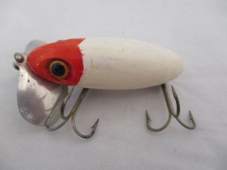 Vintage Fred Arbogast Jitterbug Red & White Fishing Lure 2