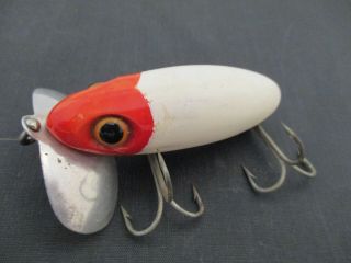 Vintage Fred Arbogast Jitterbug Red & White Fishing Lure 5