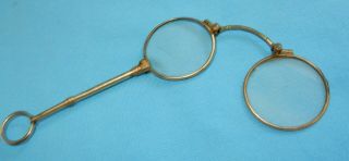 Antique Gold Filled Spring Loaded Folding Lorgnettes Glasses Spectacles - 130 Mm