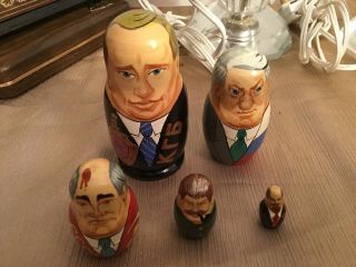 Vintage Vladimir Putin Kgb And Other Russian Leaders Matryoshka Nesting Doll