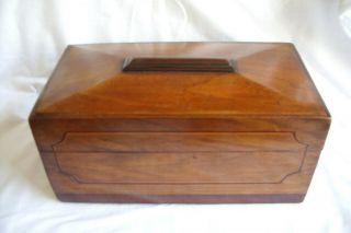 Antique 19th Century Mahogany Two Compartment Tea Caddy.